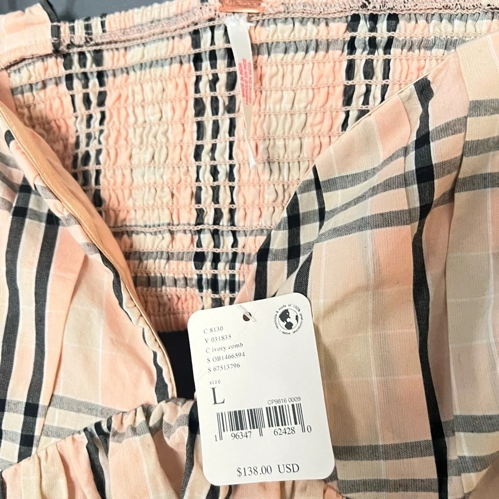 Free People Plaid Mini Dress - Beige and Black - Picture 7 of 9